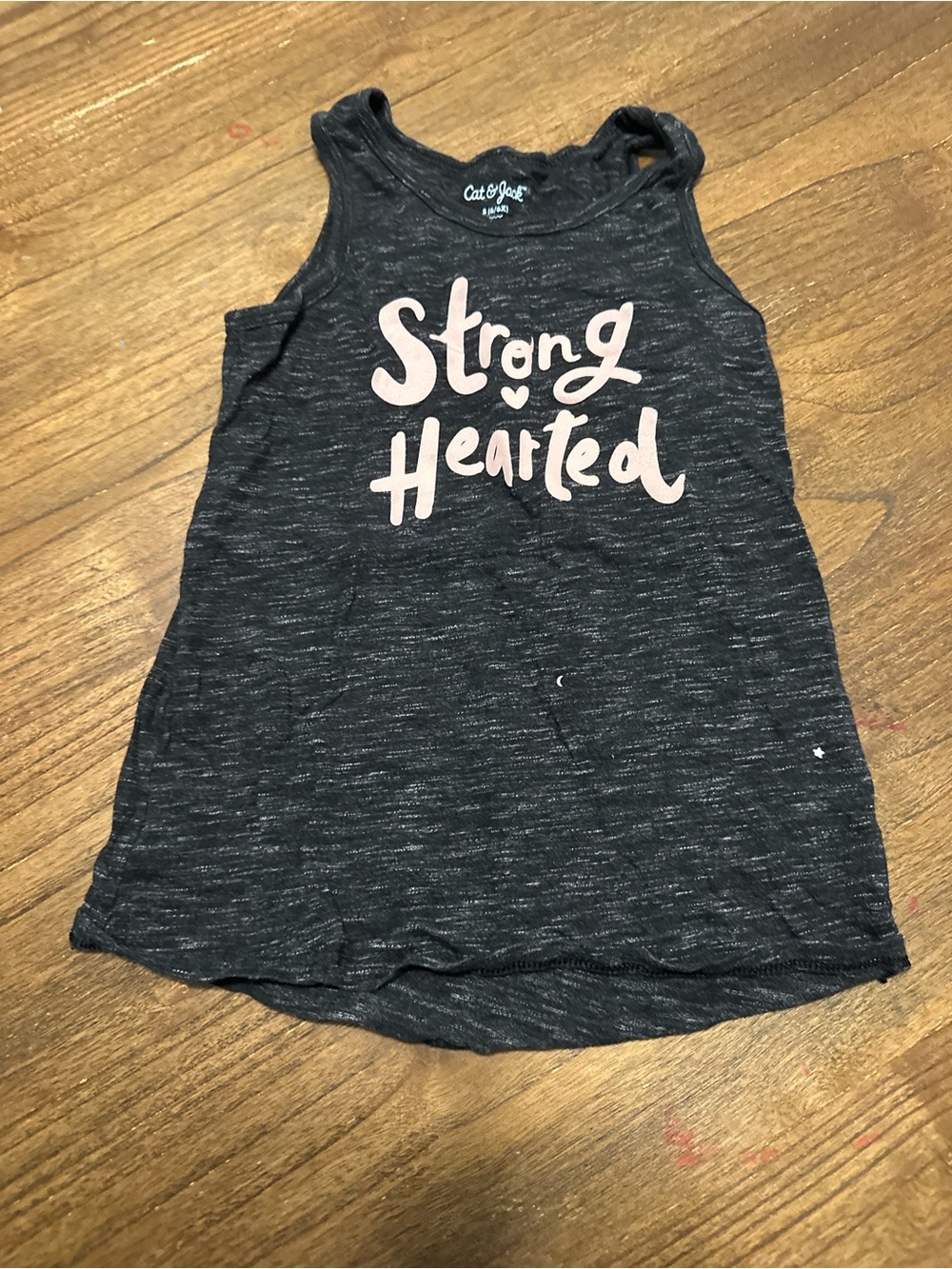 Cat & Jack 'Strong Hearted' Black Tank with Pink Script